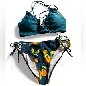 NWT BLJL Teal Bikini with Lemon Print